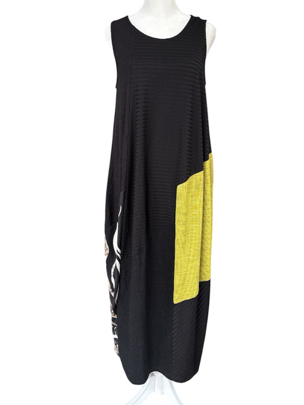 Alembika Lagenlook Sleeveless Dress Black/Green/White 6-8